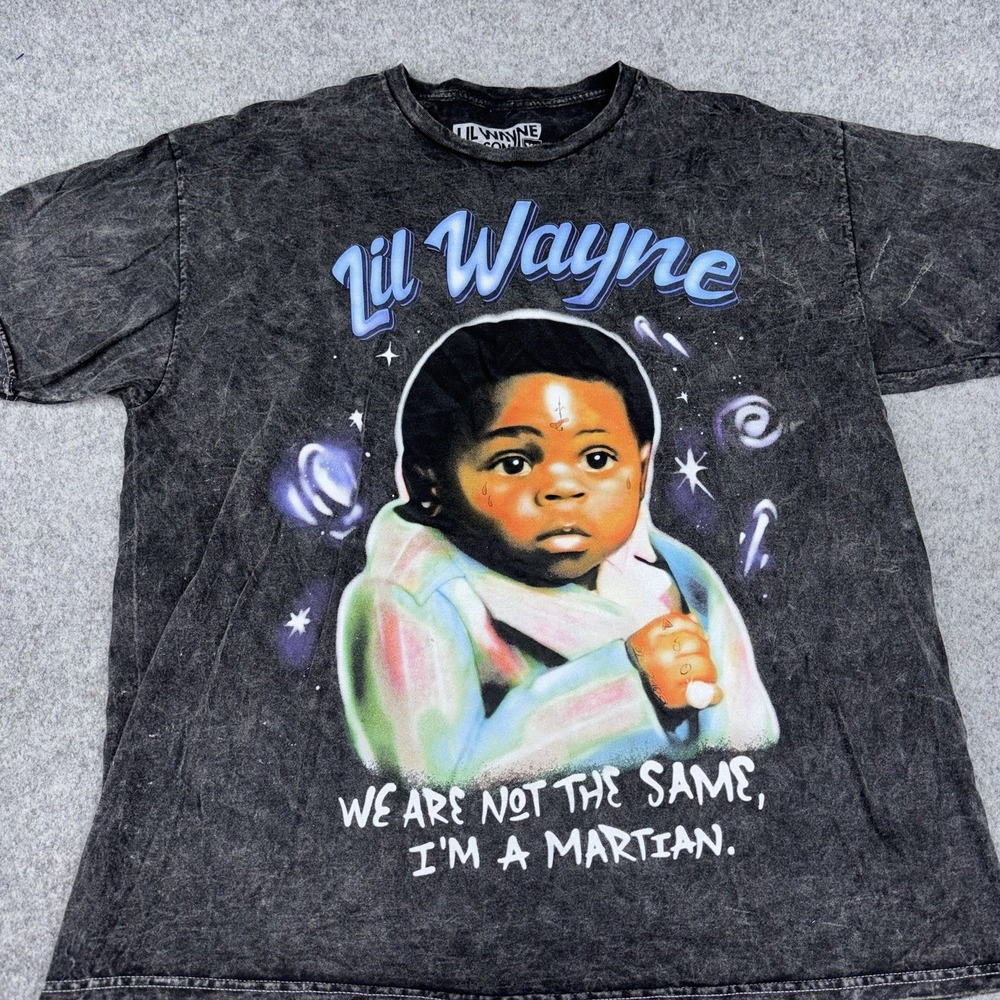 Lil Wayne Shirt Mens Xl Gray Short Sleeve Graphic Rap Hip Hop Streetwear Album